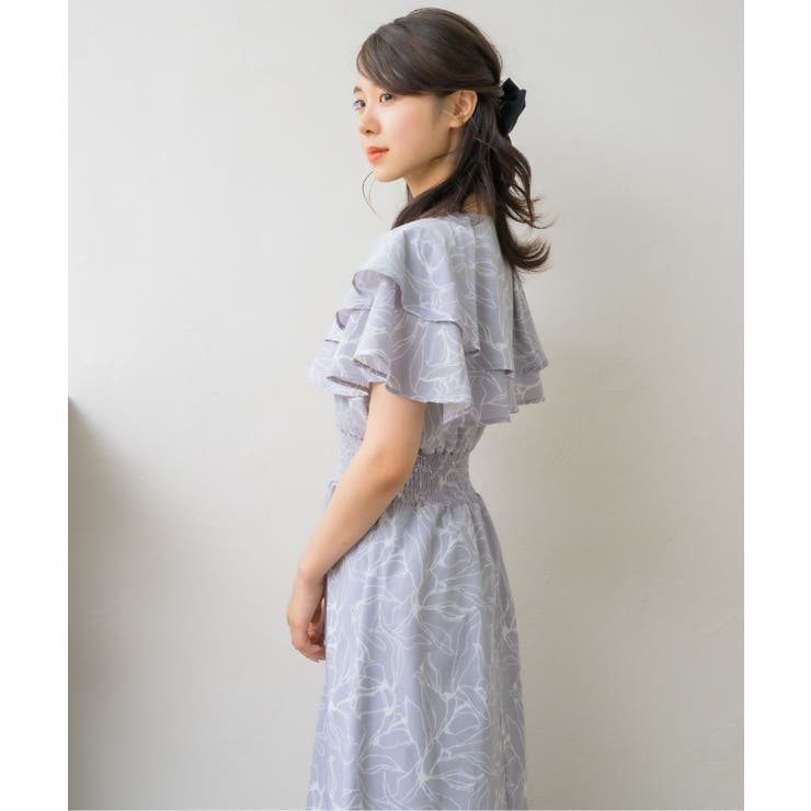 楽天市場】ワンピース 花柄 スタンドカラー シフォン フリル