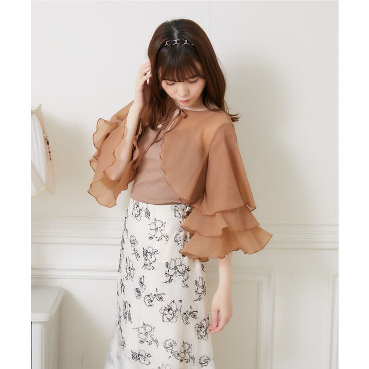 オシャレ☆かわいい☆LOUNIE】ベージュ フリルボレロ サイズ40