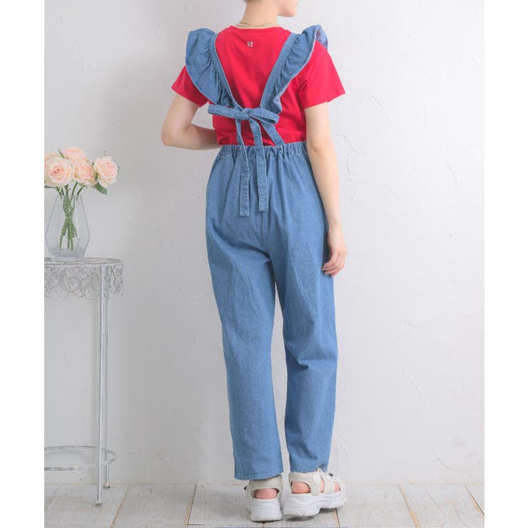 sowaリネンサロペット フリル リボン sowaリネンサロペット フリル リボン