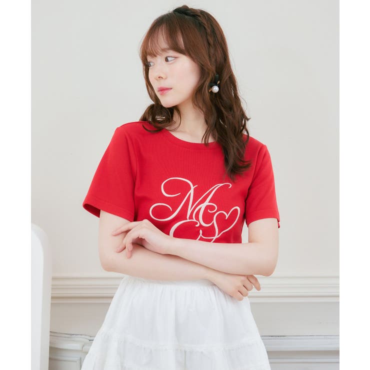 ハートロゴ刺繍TEE[品番：RTGW0008389]｜RETRO GIRL（レトロ