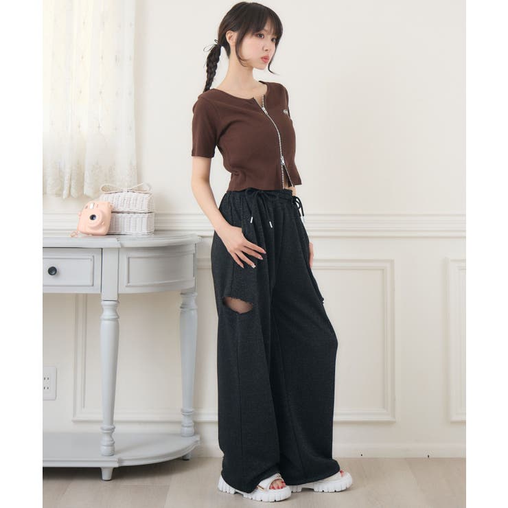 ★EXPIRED GIRL★BELLA TOP STRIPE★正規品/韓国送料込 ノーカラーWZIPCT[品番：RTGW0008261]｜RETRO GIRL（レトロ