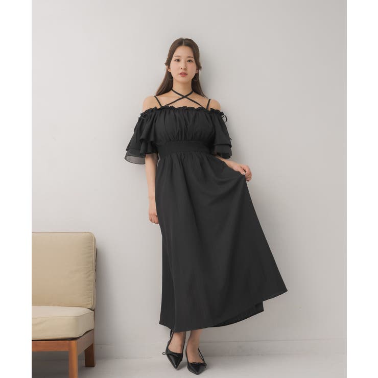 新品✨夏新作❤️オフショルワンピース✨レトロエレガントなデザイン チュールオフショルOP|ems excite | RETRO GIRL ONLINE STORE レトロ