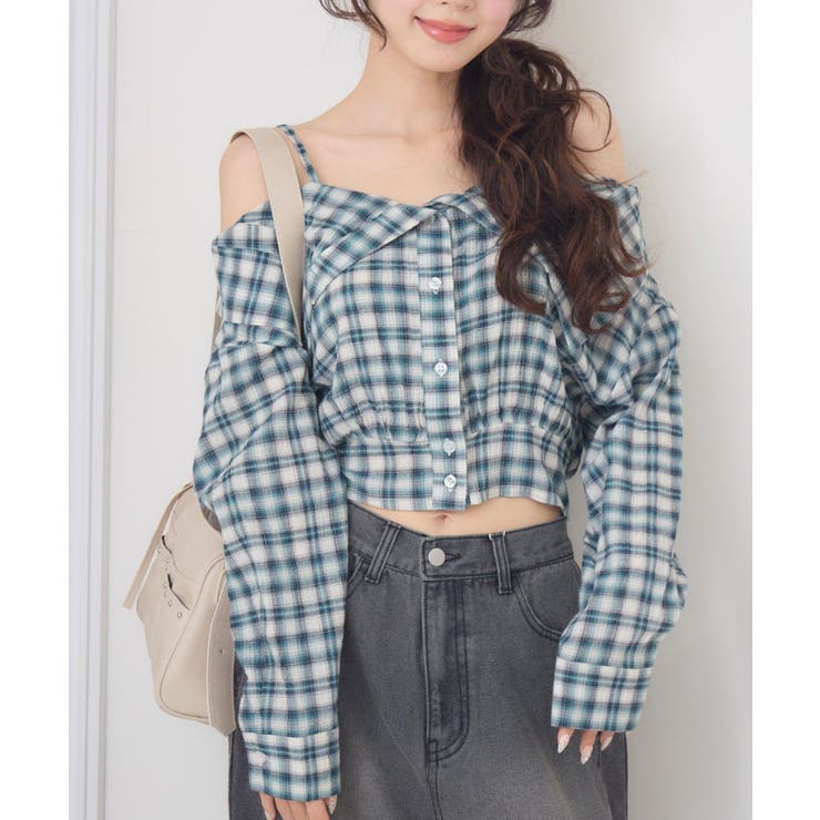 オフショルシャツ風チェックBL | RETRO GIRL | 詳細画像1 