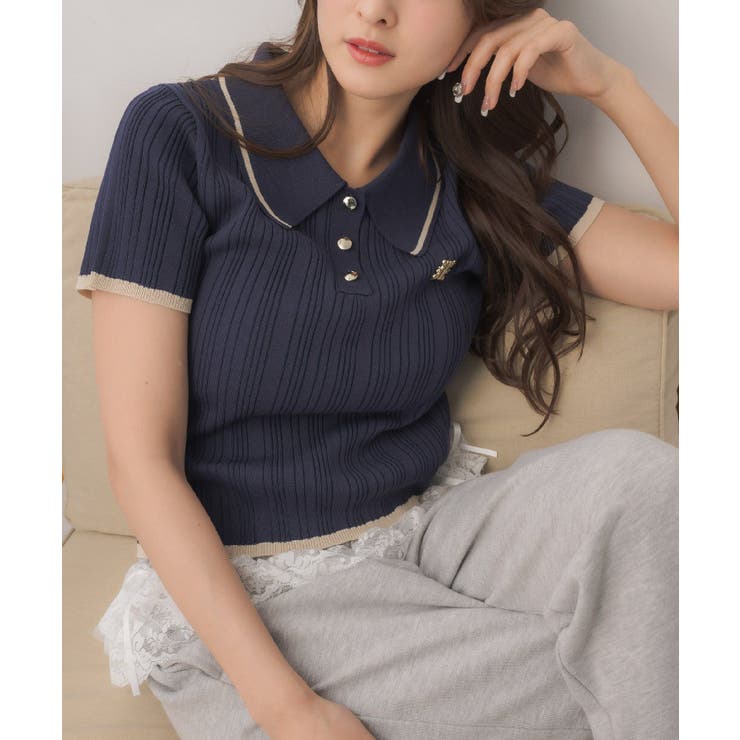 BLU2 | ランダムリブ襟NTPO | RETRO GIRL