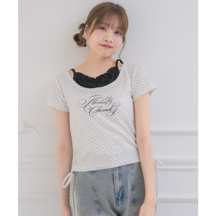ロゴプリントキャミレイヤードTEE | RETRO GIRL | 詳細画像23 