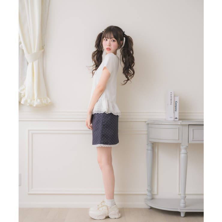 裾レースビジューロゴTEE | RETRO GIRL | 詳細画像13 
