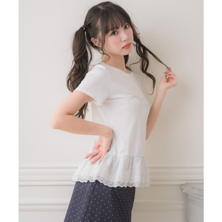 裾レースビジューロゴTEE | RETRO GIRL | 詳細画像16 