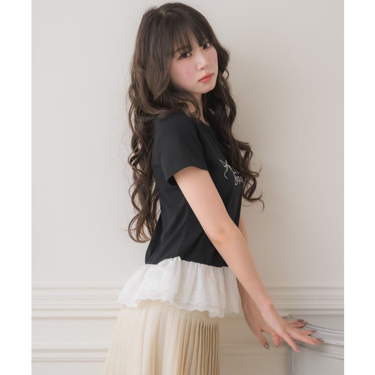 裾レースビジューロゴTEE | RETRO GIRL | 詳細画像8 