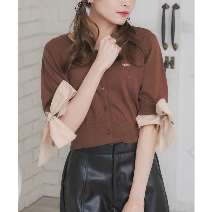 BRN0 | 袖BIGリボンNTカーデ | RETRO GIRL