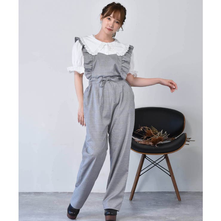 アメリカン　レトロガールサロペット ＊ フィードサック □Emsexcite□ スカラップフリルサロペット[品番：RTGW0004617]｜RETRO