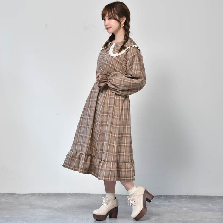 ○Emsexcite○ セーラーチェックOP[品番：RTGW0004793]｜RETRO