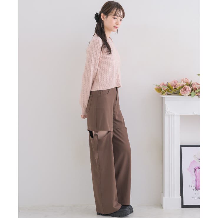 サイドベルトPT □Emsexcite□サイドベルトパンツ/サイドスリット[品番