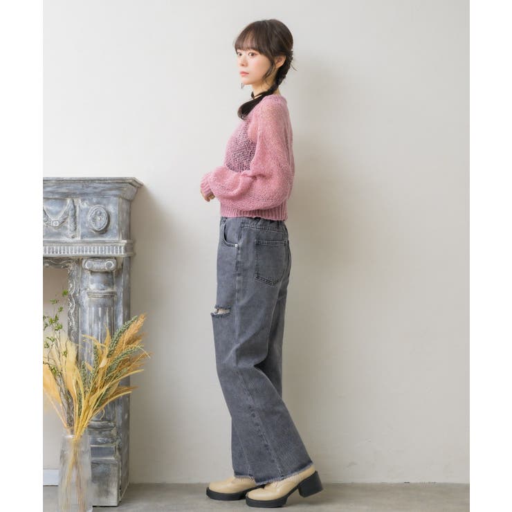 モヘアメッシュNTPO 【Emsexcite】ニットプルオーバー シアートップス | RETRO GIRL | 詳細画像18 