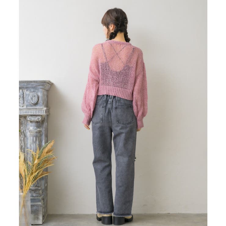 モヘアメッシュNTPO 【Emsexcite】ニットプルオーバー シアートップス | RETRO GIRL | 詳細画像19 