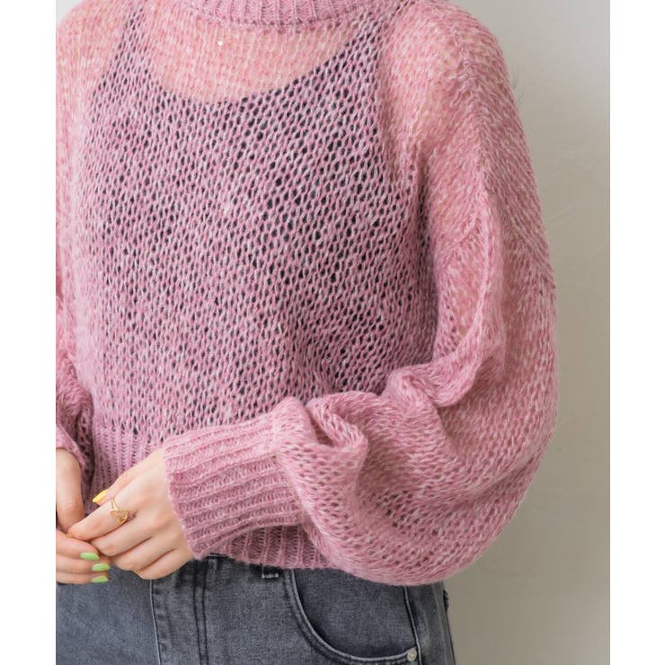 モヘアメッシュNTPO 【Emsexcite】ニットプルオーバー シアートップス | RETRO GIRL | 詳細画像24 