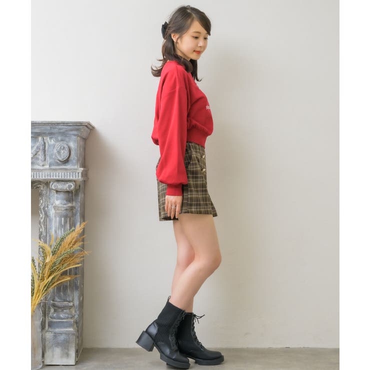 ショート刺繍トレーナー 【Emsexcite】トレーナー スウェット | RETRO GIRL | 詳細画像4 