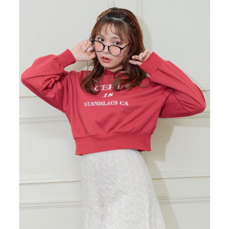 RED0 | ショート刺繍トレーナー 【Emsexcite】トレーナー スウェット | RETRO GIRL