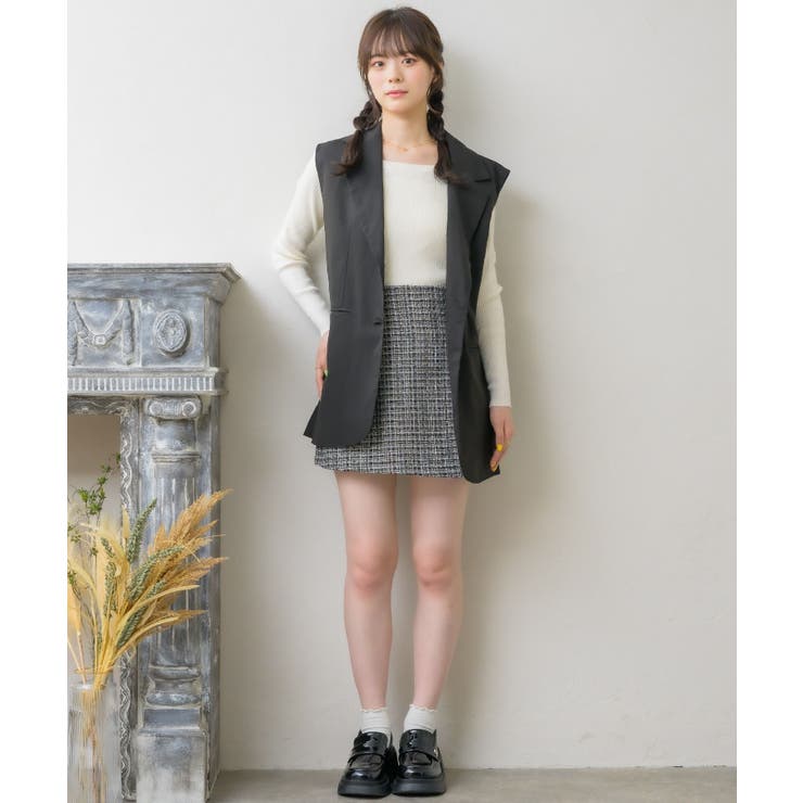 ツイードラップミニSK 【Emsexcite】ミニスカート/大人系[品番  