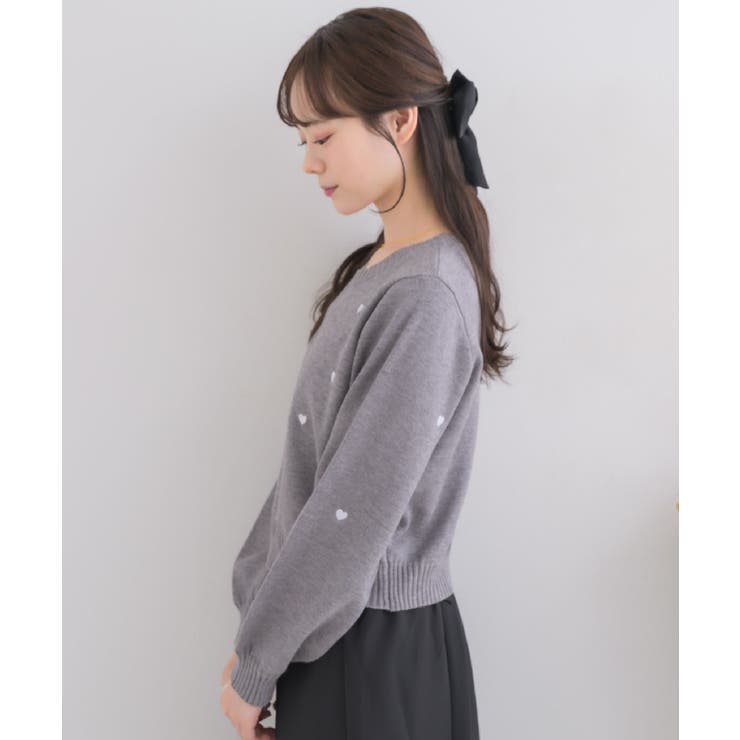 ハート刺繍NTPO □Emsexcite□ニットプルオーバー/ハート柄[品番