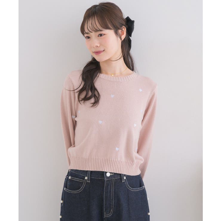 ハート刺繍NTPO □Emsexcite□ニットプルオーバー/ハート柄[品番