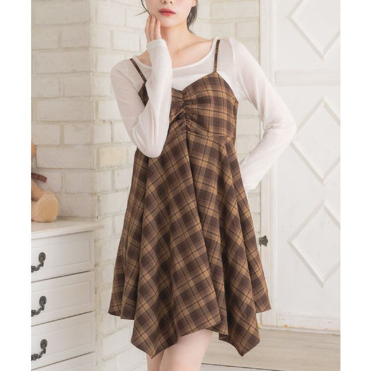 C/BRN | 裾イレヘムミニキャミOP | RETRO GIRL