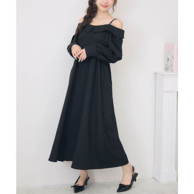 BLK1 | オフショルアソートロングOP | RETRO GIRL