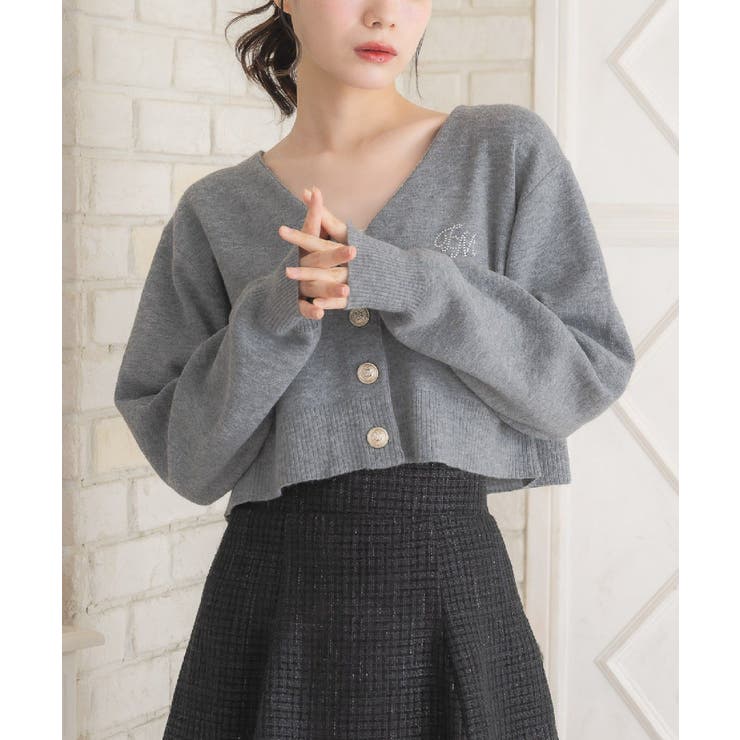 GRY1 | ビジューロゴNTカーデ | RETRO GIRL