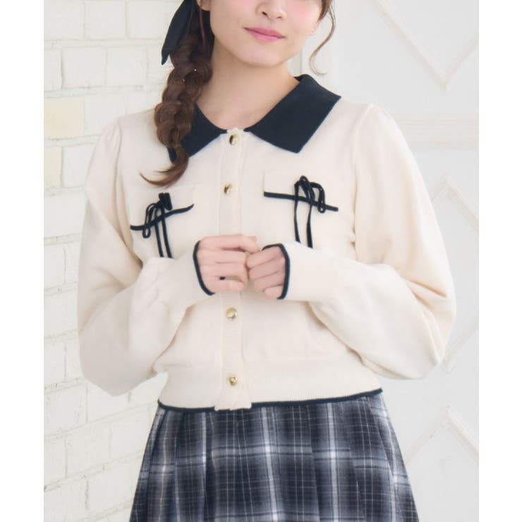 WHT4 | ベロアリボンヴィンテージカーデ | RETRO GIRL
