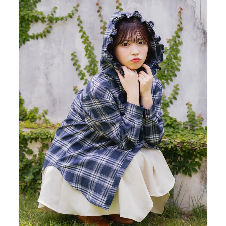 C/BLU | フリルフーディーチェックSH | RETRO GIRL