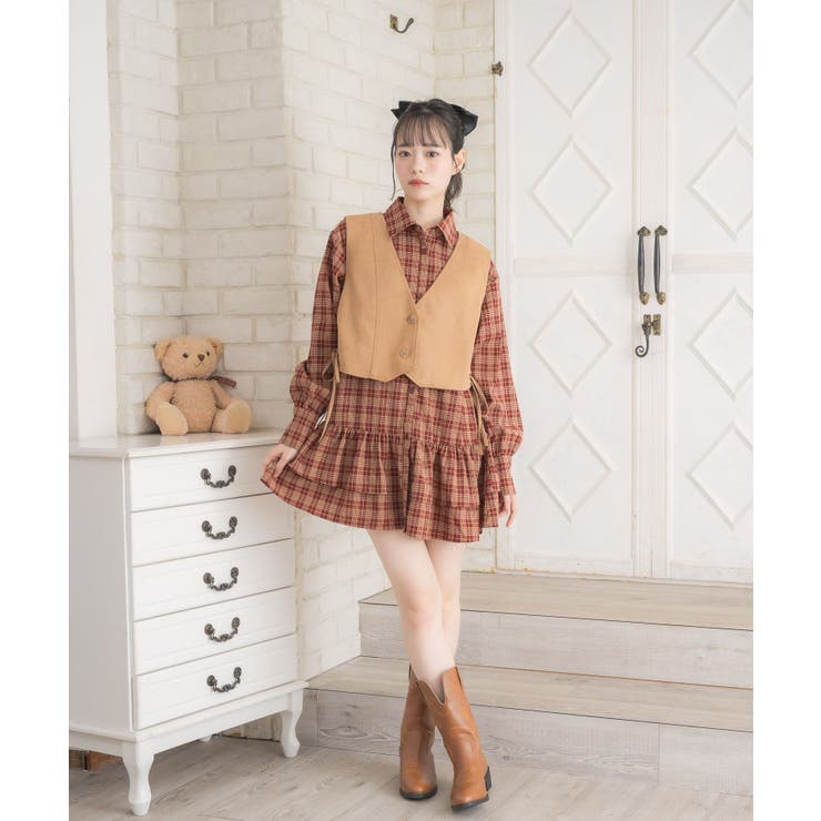 レースアップスエードベスト | RETRO GIRL | 詳細画像12 