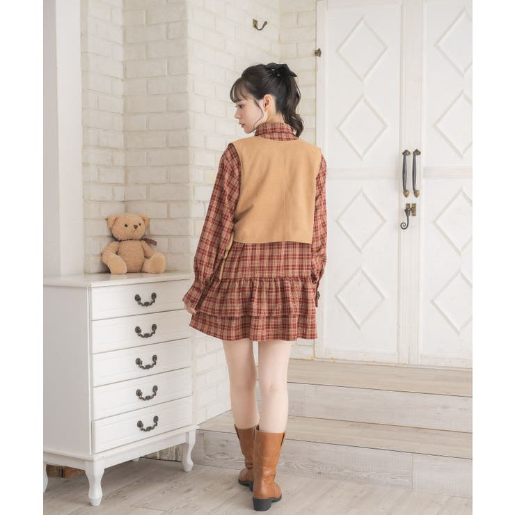 レースアップスエードベスト | RETRO GIRL | 詳細画像14 