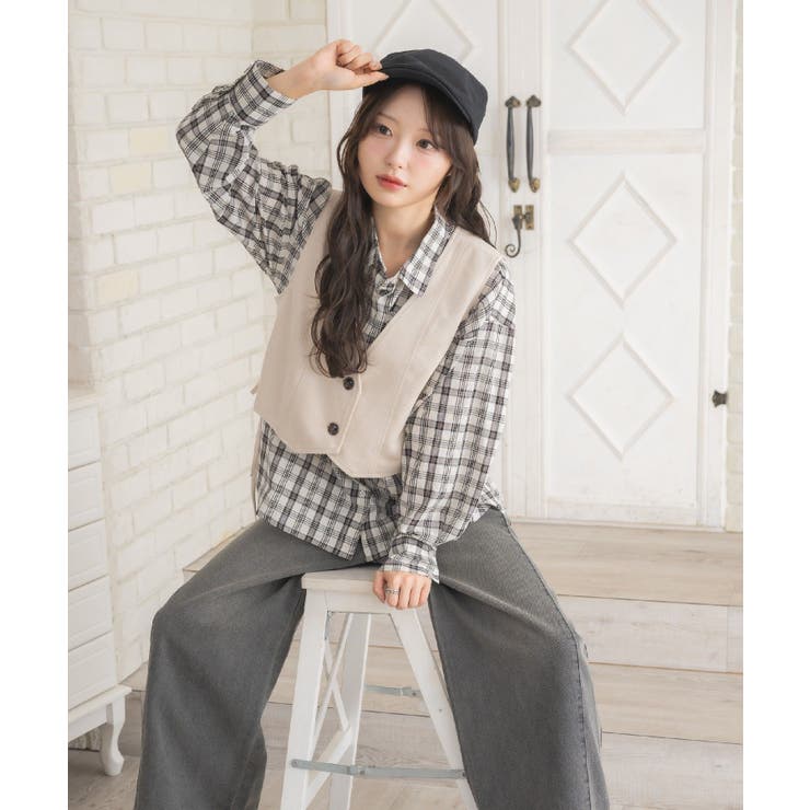 レースアップスエードベスト | RETRO GIRL | 詳細画像3 