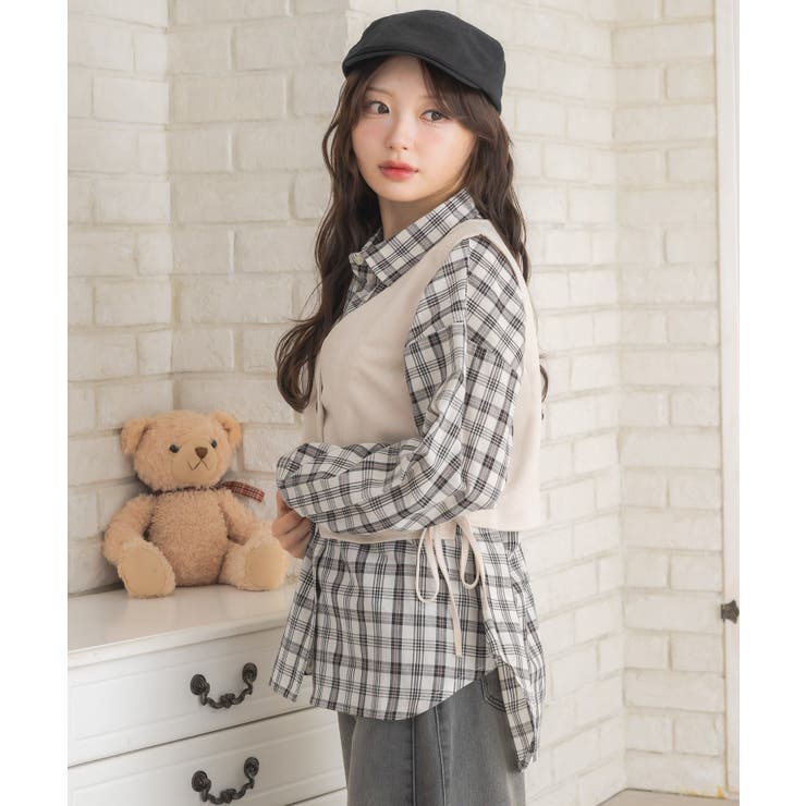 レースアップスエードベスト | RETRO GIRL | 詳細画像9 