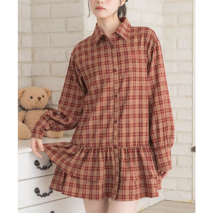 C/RED | 2段フリルチュニックOP | RETRO GIRL