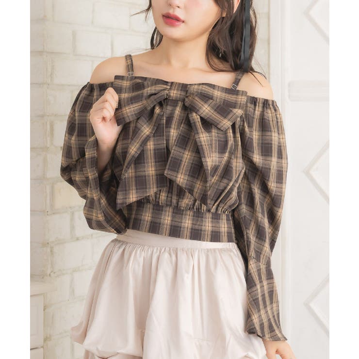 C/BRN | BIGリボンオフショルBL | RETRO GIRL