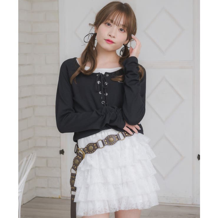 レースアップレイヤード風ロンTEE | RETRO GIRL | 詳細画像14 