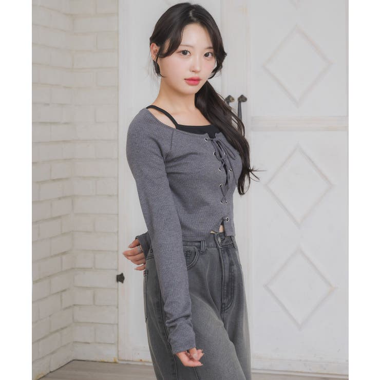 レースアップレイヤード風ロンTEE | RETRO GIRL | 詳細画像7 