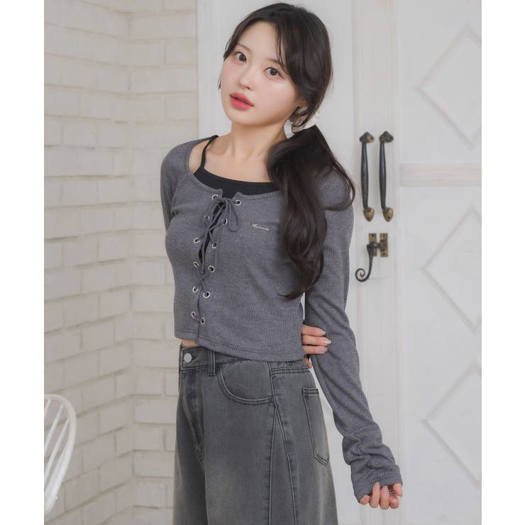 レースアップレイヤード風ロンTEE | RETRO GIRL | 詳細画像9 