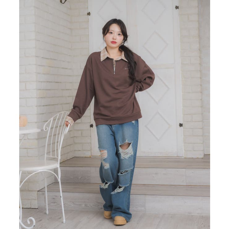 シャツレイヤード風トレーナー | RETRO GIRL | 詳細画像12 