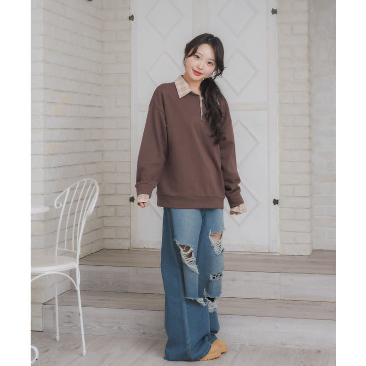 シャツレイヤード風トレーナー | RETRO GIRL | 詳細画像13 