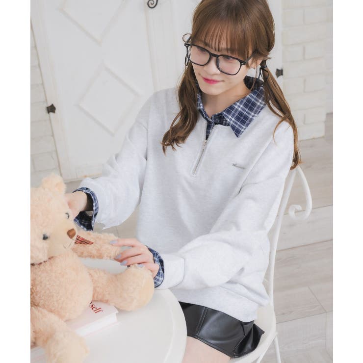 シャツレイヤード風トレーナー | RETRO GIRL | 詳細画像3 