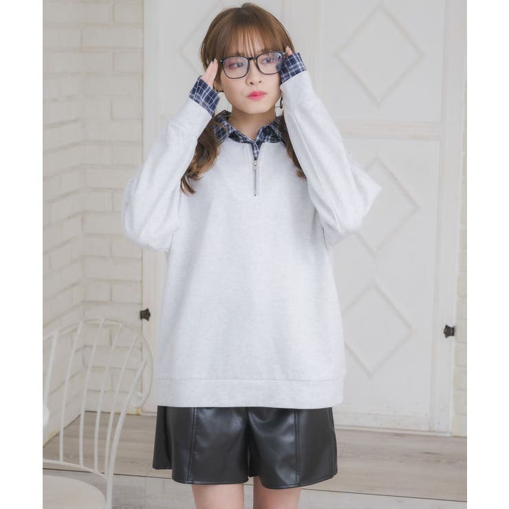 シャツレイヤード風トレーナー | RETRO GIRL | 詳細画像8 