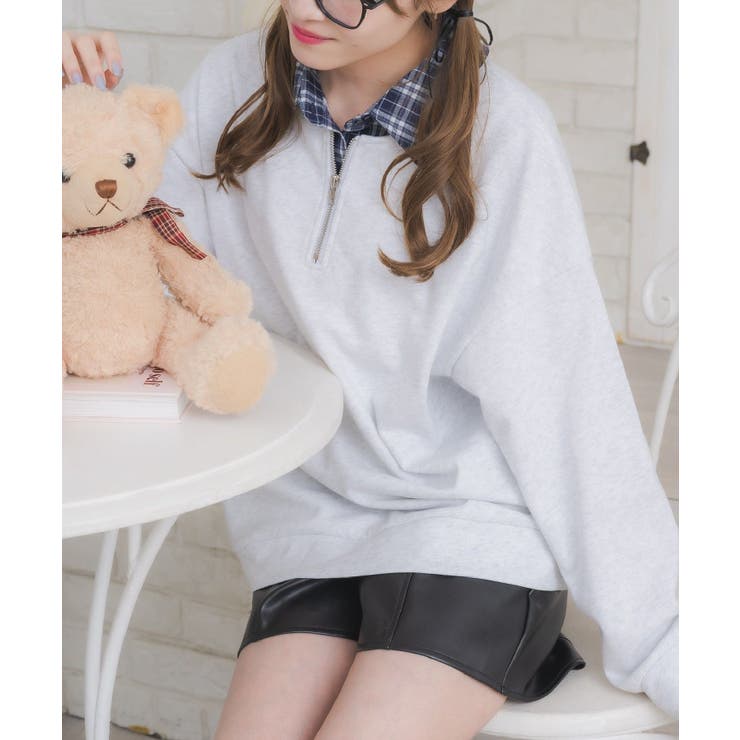 P/WHT | シャツレイヤード風トレーナー | RETRO GIRL