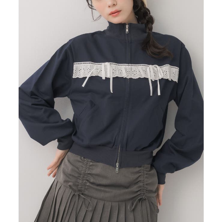 BLU2 | レース＆リボンつきトラックJK | RETRO GIRL