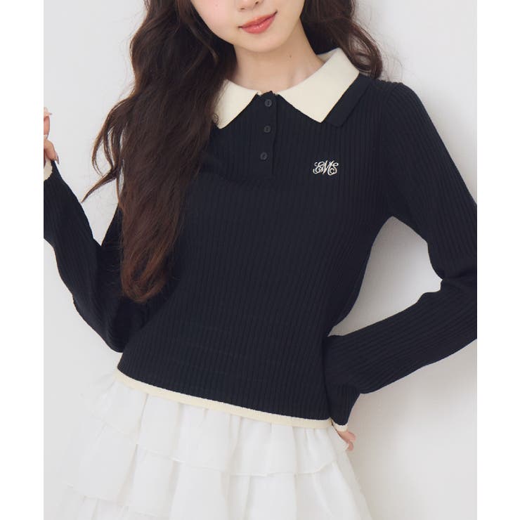 BLK1 | 2枚襟リブNTPO | RETRO GIRL