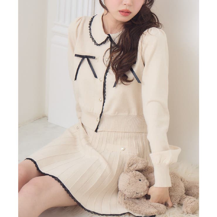 WHT4 | 【セットアイテム】レース付きニットSETUP | RETRO GIRL