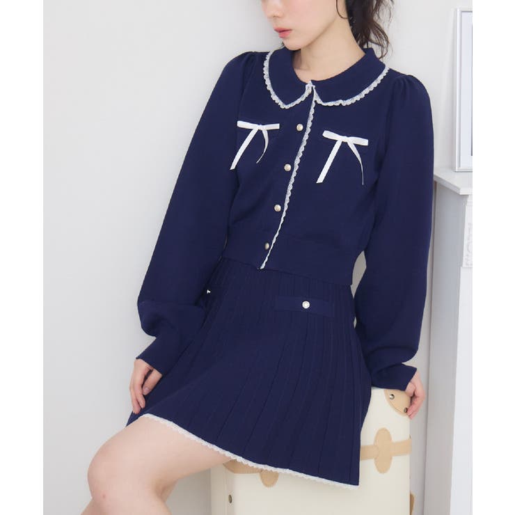 BLU2 | 【セットアイテム】レース付きニットSETUP | RETRO GIRL