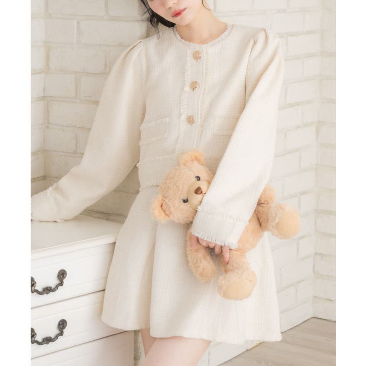 WHT4 | 【セットアップ対応】プレート付ラメツイードJK | RETRO GIRL