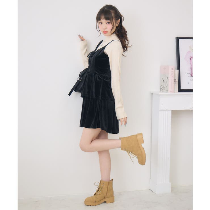 レースアップベロアキャミOP | RETRO GIRL | 詳細画像19 