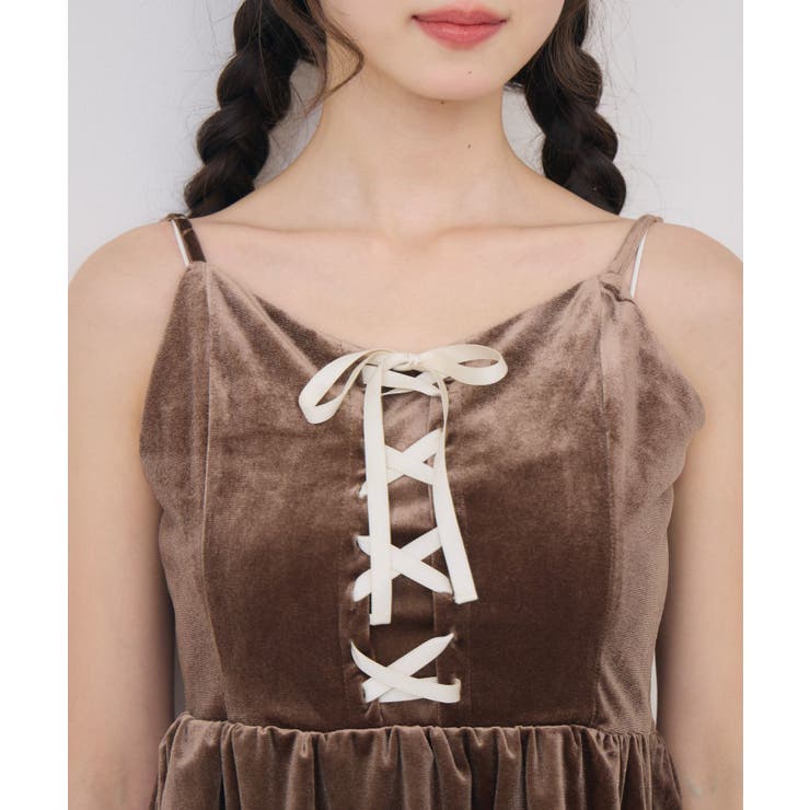 レースアップベロアキャミOP | RETRO GIRL | 詳細画像24 